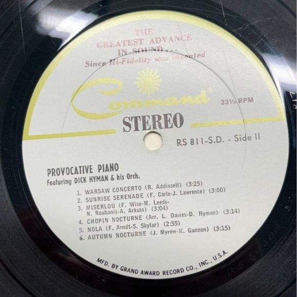 Dick Hyman Provocative Piano Vinyl LP 1960 Command RS 811 Gatefold VG+ - Picture 2 of 6